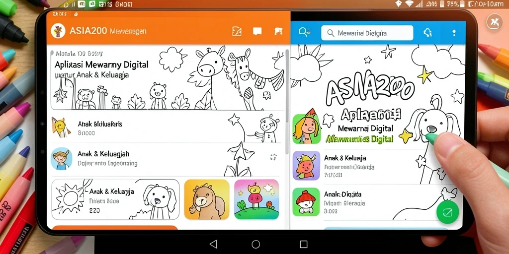 Antarmuka aplikasi mewarnai digital ASIA200 yang menarik.