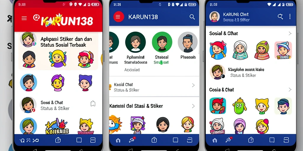 Antarmuka KARUN138 menampilkan beragam pilihan stiker sosial.