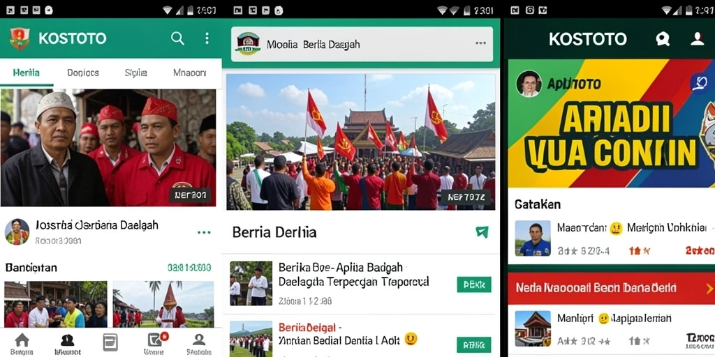 Antarmuka KOSTOTO menampilkan berita daerah yang informatif dan mudah diakses.