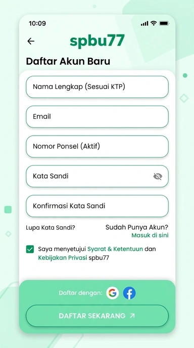 Tampilan halaman daftar spbu77