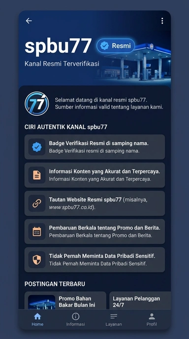 Tampilan kanal resmi spbu77